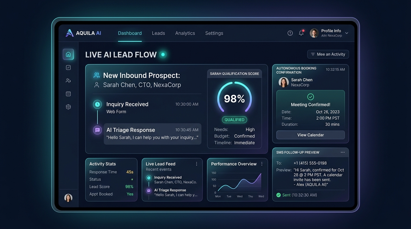 Automated inbound lead qualification system and speed to lead dashboard with response time under 60 seconds